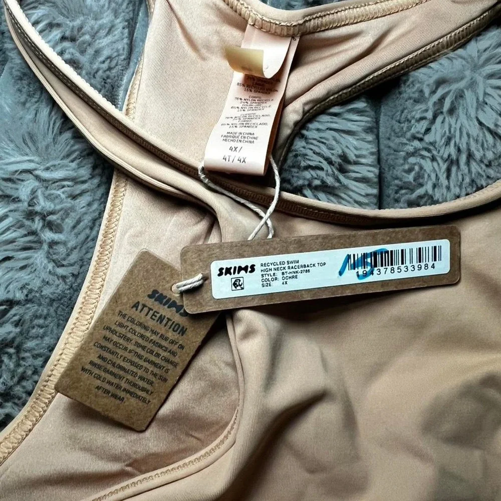 SKIMS Recycled Swim High Neck Racerback Top Ochre 4X NWT